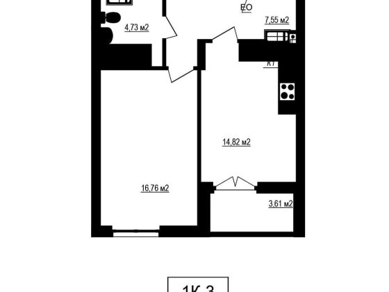 Квартира площею 45.67 м2. 9 поверх. ЖК «Щасливий Grand». Автономна котельня. Власний ТЦ Софиевская Борщаговка