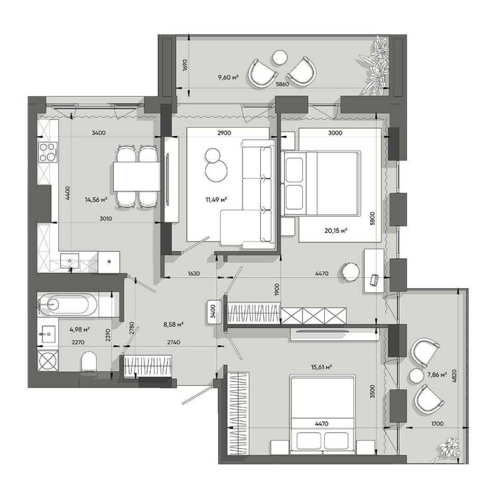 3 кімнатна квартира ЖК Lennona Residents вул Ленона Львів Шевченківський район Збоїща Ленона резіден - фото 1