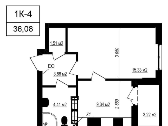 36.4 м2. 2 поверх. Квартира в готовому будинку. Власний ТЦ поруч