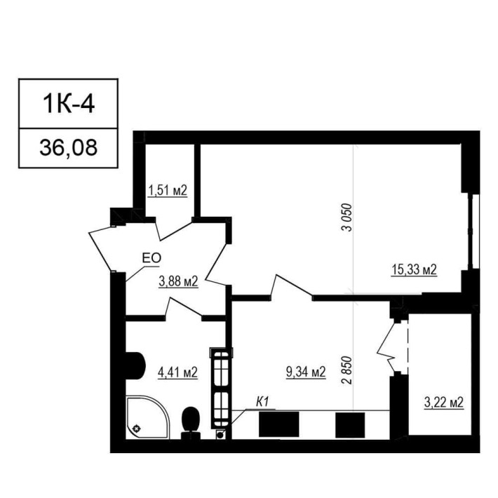 36.4 м2. 2 поверх. Квартира в готовому будинку. Власний ТЦ поруч - фото 1