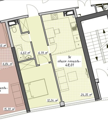 ЖК Атмосфера, евродвушка 48 кв.м. Аркадия. - фото 1