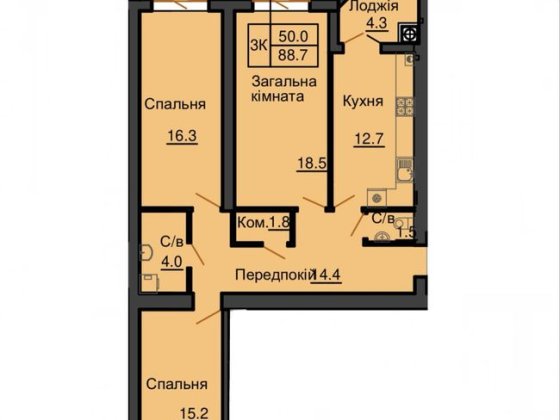 Продаж трикімнатної квартири 88.7 м2 в ЖК Софія Резиденс Софиевская Борщаговка