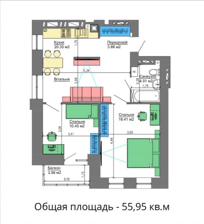 2-х кімнатна квартира, паркомісце та кладова мкр Півничний ЖК Нікостар - фото 1
