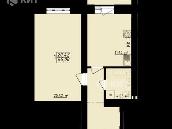 1к., 46м2, Центр (м. Гагарина, ЖК Левада, ул. Заливная 12) 128520 Харків