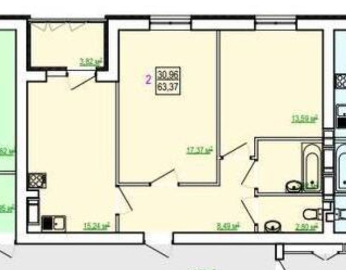 Квартира 2-комнатная ЖК Сказка-Лучшая планировка и цена 63м2 - фото 1