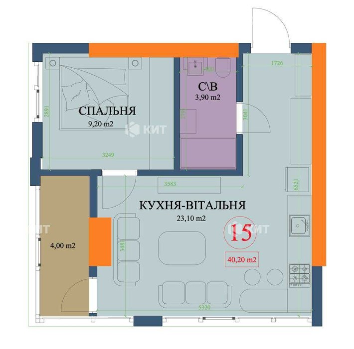 2к.40м2 Центр (м. Архитектора Бекетова, ЖК Куликовский)  127351 - фото 1