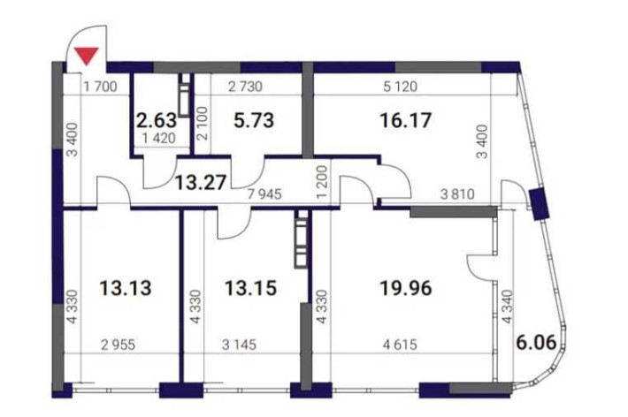 Трикімнатна квартира в ЖК Great поверх 4 площа 90,06м2 - фото 1