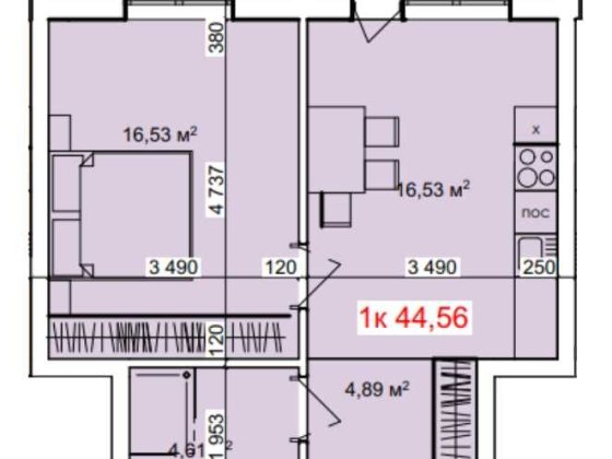 1 кім квартира , площа 44.56 м.кв в новому ЖК м.Коломия Коломия