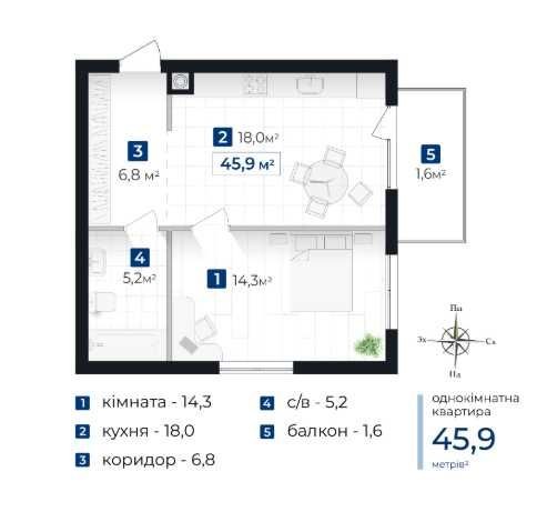 Інвестиція квартира від 17 000 дол, 1-кімнатна 45 м.кв в новобудові, під розтермінування - фото 1