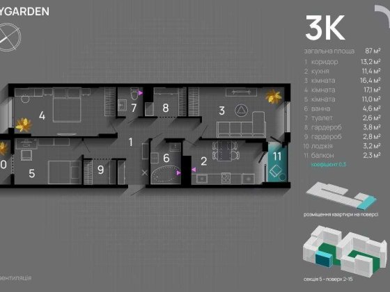 Вигідно! 3-кімнатна SKYGARDEN дешевше забудовника Ивано-Франковск
