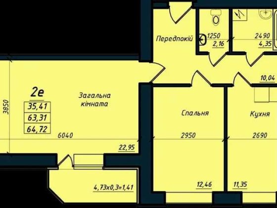2кім квартира у Зданій Новобудові 68м2. Інд.опалення ШЕВЧЕНКІВСЬКИЙ рн Полтава