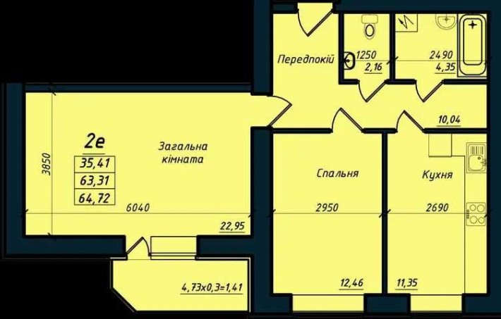 2кім квартира у Зданій Новобудові 68м2. Інд.опалення ШЕВЧЕНКІВСЬКИЙ рн - фото 1