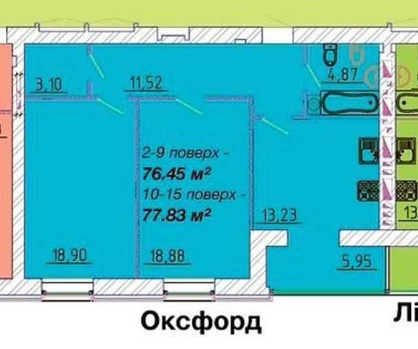 2кімнатна ЖК Графський 76м2 - фото 1