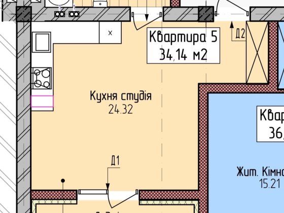 Продається чорнова 1 кім квартира в Ужгороді, поруч з ліцеєм! Ужгород
