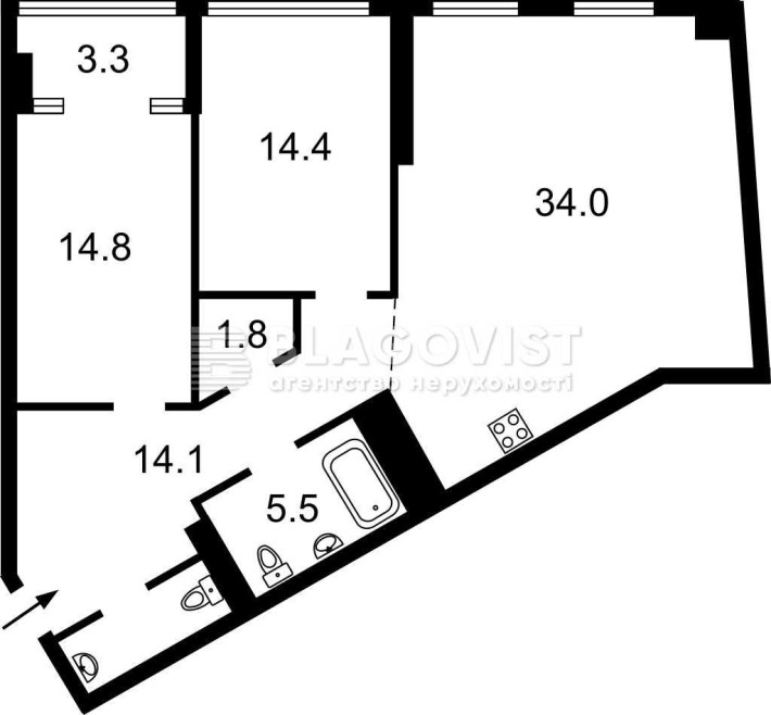 Продаж 3-х кімнатної квартири 93м2 Берестейський просп. (Перемоги просп.), 11корп.2, ЖК Manhattan ci - фото 1