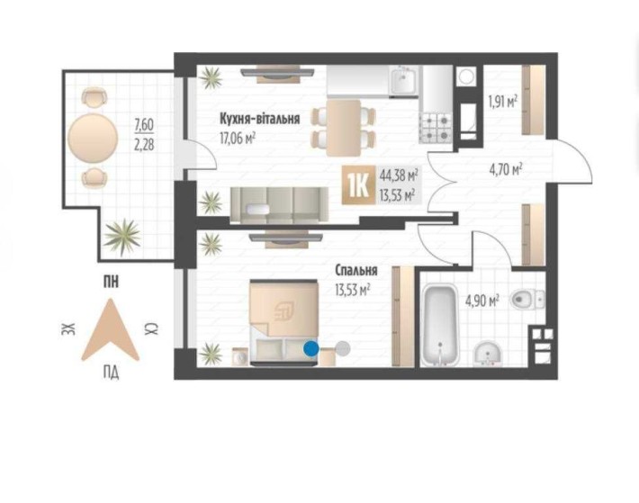 Продаж 1-но кімнатної квартири в другій черзі ЖК Soul Park - фото 1