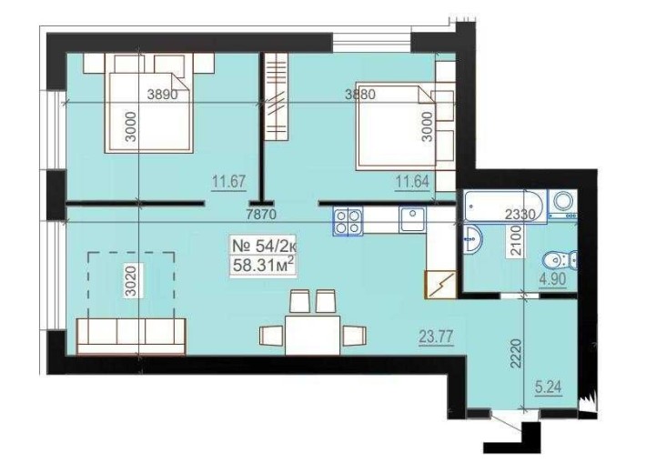 Квартира 58,3м² ВАУЧЕР + РОЗТЕРМІНУВАННЯ ЖК Міланж - фото 1