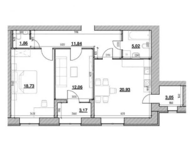 2-кімнатна кВ. 76 м² ЖК"Компаньйон" - фото 1