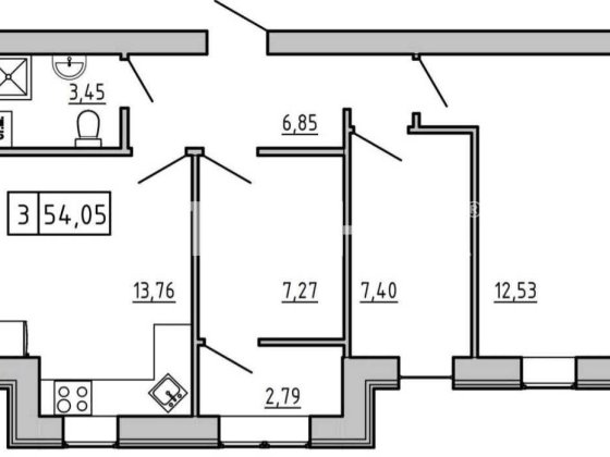 3 -комн. квартира с ремонтом ЖК Кекс , газ ,3 этаж Авангард
