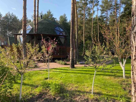 Продається купольний маєток. 2 будинки 24 сотки 159900$.  Бізнес/житло/глемпінг декоративний ставок, Блиставиця