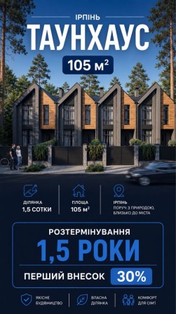 Таунхаус Ірпінь 1,5 роки розстрочка велика ділянка Сосни - фото 1