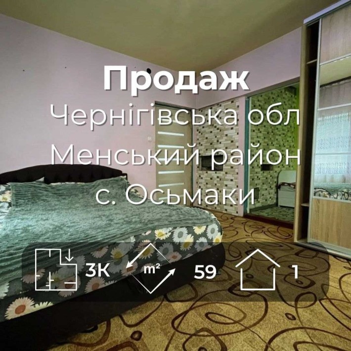 Будинок з ремонтом та ділянкою 44 сотки. Чернігівська обл Меньский р-н село Осьмаки (SP) - фото 1