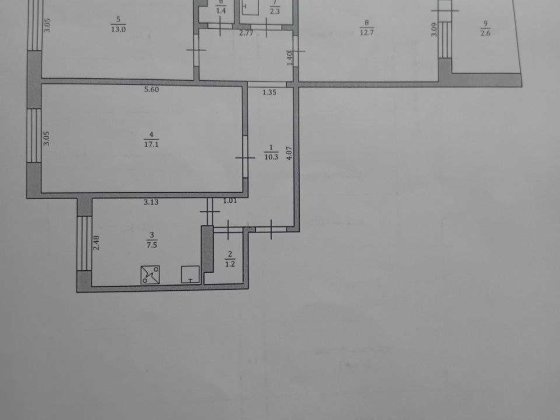 Продам 3-кімнатну квартиру, 68,1 м², центр міста Південноукраї́нськ