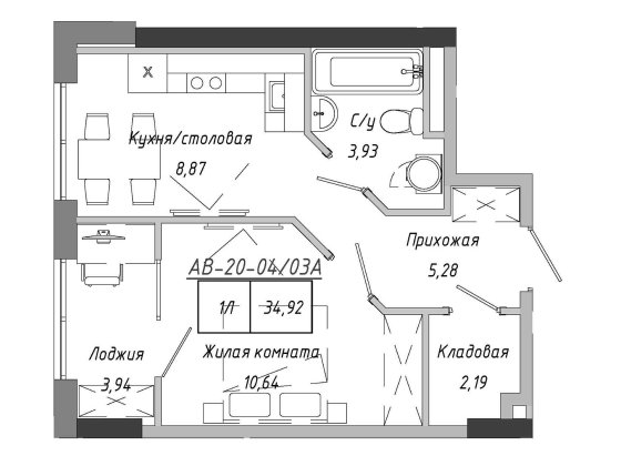Продам 1-кімнатну квартиру ЖК Артвіль Поверх  3/12  Площа 35,5 м2 Розтермінування до серпня 2029 рок Авангард