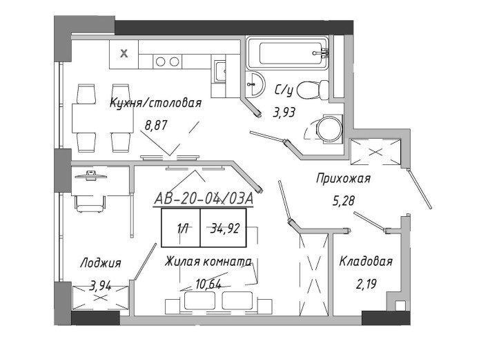Продам 1-кімнатну квартиру ЖК Артвіль Поверх  3/12  Площа 35,5 м2 Розтермінування до серпня 2029 рок - фото 1