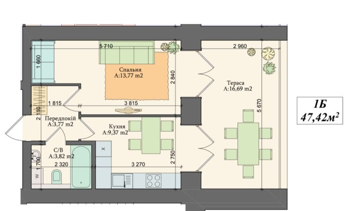 Велика 1к 48 м2 з терасою.ЦЕНТР!  Без комісії - фото 1