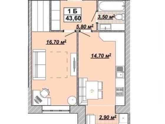 Продаж 1кім квартири 43,6кв.м. в центрі Ивано-Франковск