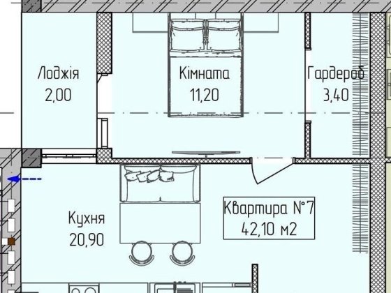 1-кімнатна квартира у новобудові