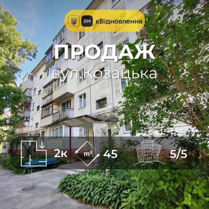Продаж 2-кімн. квартири на вул.Козацька - втілюйте свої дизайнерські мрії/SZ - фото 1