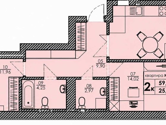 2 кімн. квартира з автономним опаленням у ЖК Park Residence 60 м²
