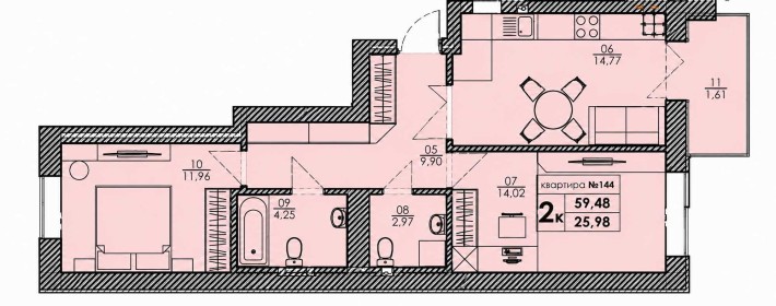 2 кімн. квартира з автономним опаленням у ЖК Park Residence 60 м² - фото 1