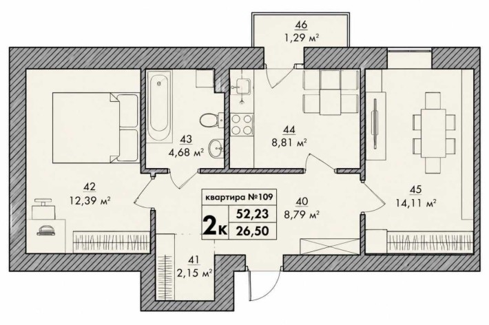 2 кімн. квартира з автономним опаленням від ЖК Park Residence. 53м² - фото 1