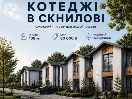 Котедж 108 м² для вашої сім’ї від 80 000 $ замість тісноі квартири Скнилів
