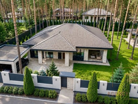 Буча, Одноповерховий сучасний будинок з БАСЕЙНОМ та наповненням!  Лісова Буча Дом 167м22 + 15 соток Буча