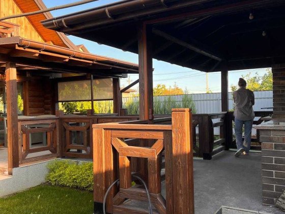 Стильний дерев'яний в зруб 80 м² з каміном, сауною та автополивом. с.Зарванці Зарванцы