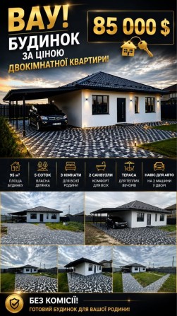 Новий одноповерховий будинок 95 м² | 5 соток | Біля Ірпеня | До Сільпо(Сінергія) 1 км - фото 1