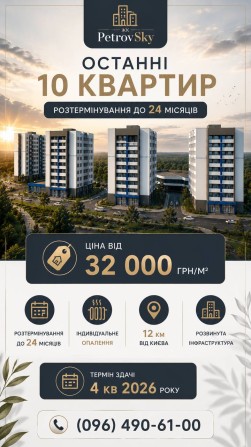 Квартира в розтермінування до 24 місяців/ЖК "Petrovskay" - фото 1