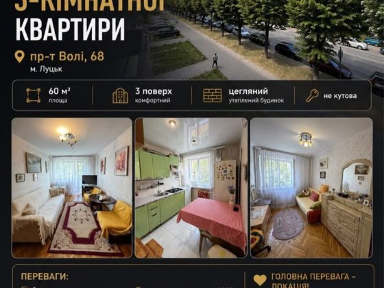Продаж трикімнатної квартири в ТОП локації | м.Луцьк, пр.Волі Луцк