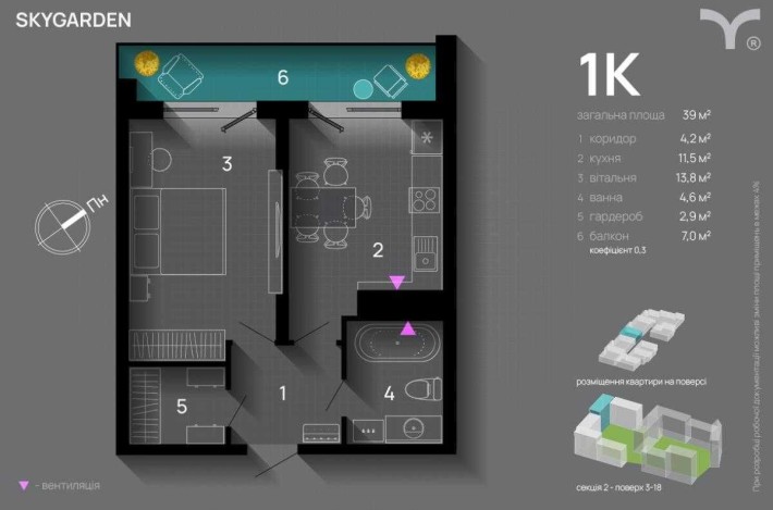 Терміново! Продаж 1 кім квартири, центр, blago, skygarden скайгарден - фото 1