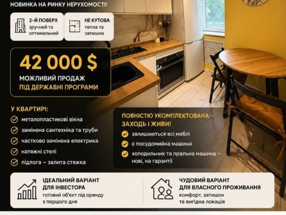 Є$ Гарна 1-кімнатна квартира, можна під пасивний дохід для оренди Ровно