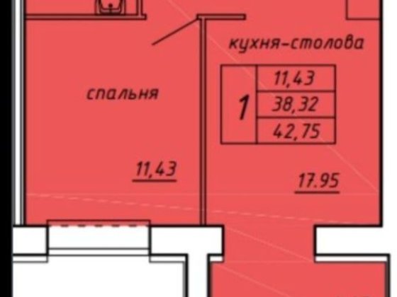 Однокімнатна квартира 42,75 кВ Тернополь