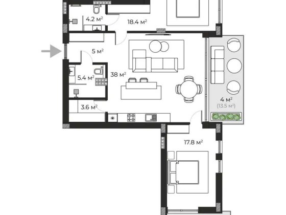 2-кімнатна квартира 98,3 м² у клубному містечку SHERWOOD ｜ Ужгород ｜ Два балкони ｜ Новобудова бізнес