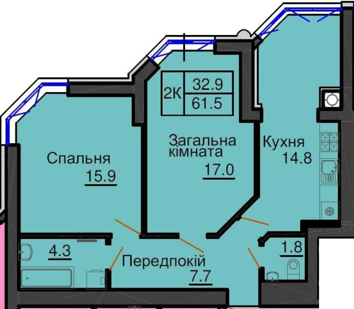 ТЕРМІНОВО продам затишну 2к квартиру 61,5 м2 ЖК Софія Резиденс - фото 1