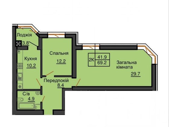 Продаж двокімнатної квартири 69.2 м2 в ЖК Софія Резиденс Софіївська Борщагівка