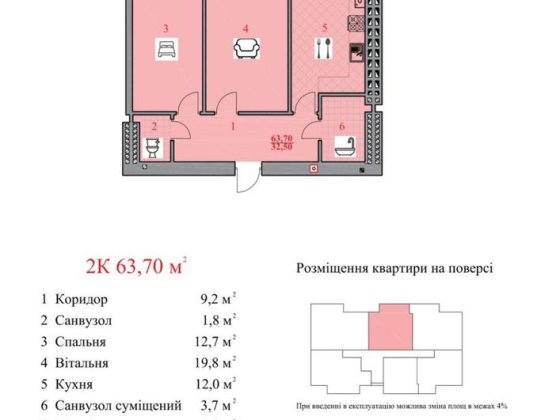 Квартира в новобудові 63.7 кв.м Дрогобыч