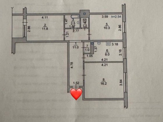 3-комнатная на низком этаже в 9-этажном доме. Чорноморськ